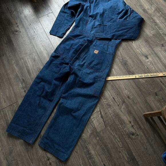 Vintage Retro Blue Denim Big Ben Wrangler Carpenter Coveralls Jumpsuit Jean - Picture 3 of 8